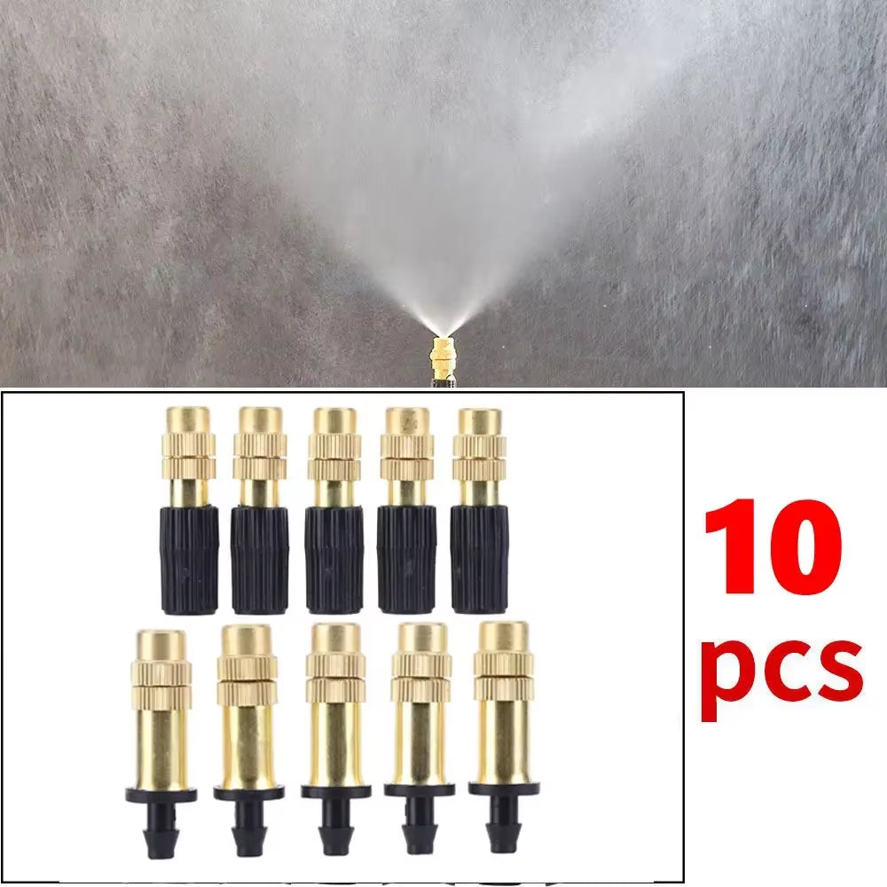 50-1Pcs 4/7PVC Outdoor Misting Cooling System Garden Irrigation Watering 1/4'' Brass Atomizer Adjustable Garden Micro Sprinklers