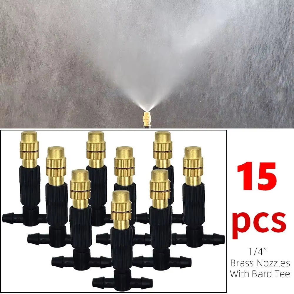 50-1Pcs 4/7PVC Outdoor Misting Cooling System Garden Irrigation Watering 1/4'' Brass Atomizer Adjustable Garden Micro Sprinklers