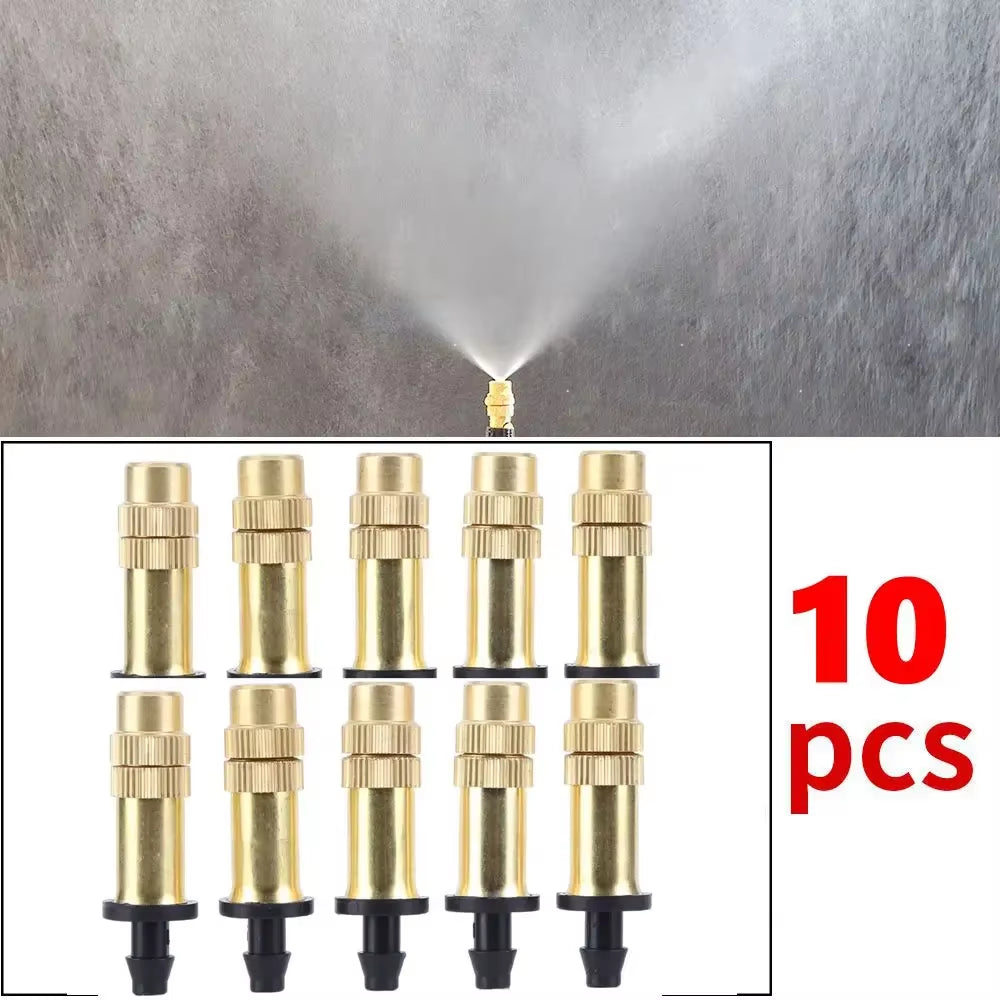 50-1Pcs 4/7PVC Outdoor Misting Cooling System Garden Irrigation Watering 1/4'' Brass Atomizer Adjustable Garden Micro Sprinklers