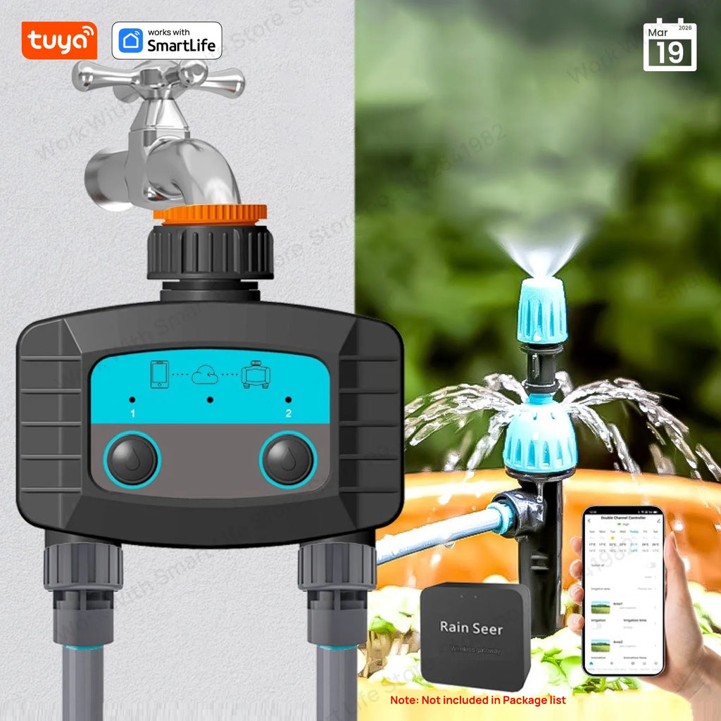 1PCS Tuya Smart Sprinkler Timer ,Dual Bluetooth Garden Hose Watering System, Outdoor Water Timer for Garden Hoses,Programmable