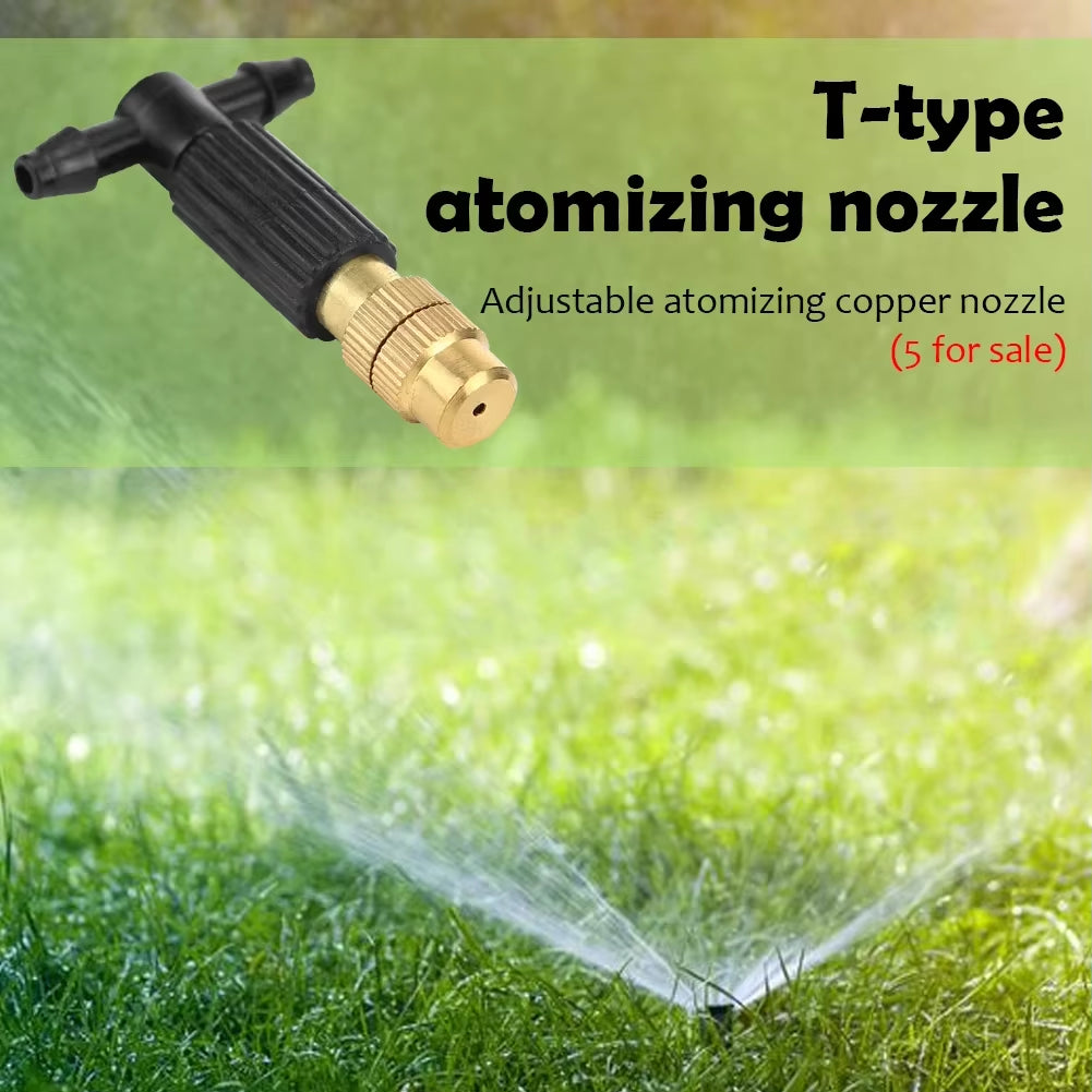 50-1Pcs 4/7PVC Outdoor Misting Cooling System Garden Irrigation Watering 1/4'' Brass Atomizer Adjustable Garden Micro Sprinklers