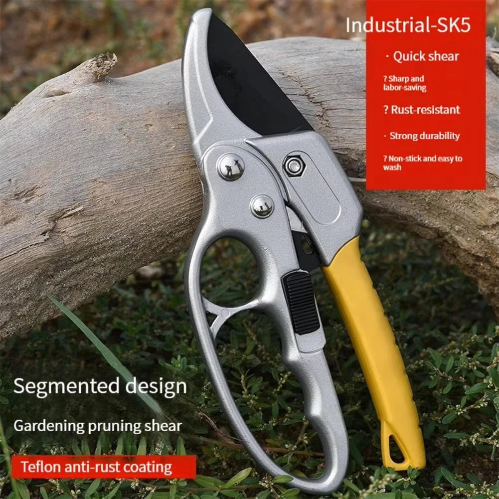 Heavy Garden Pruning Shears with SK-5 Metal Blade Handheld Pruning Shears Secateurs Cutting Tool for Garden Plants Tree Flowers