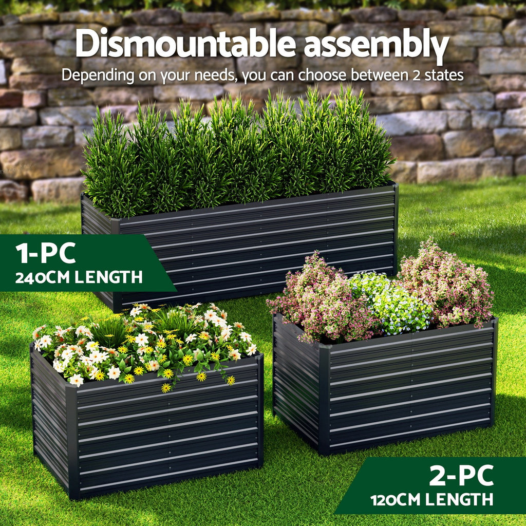 Green Fingers Raised Garden Bed 320X80X77Cm Planter Box Container Galvanised
