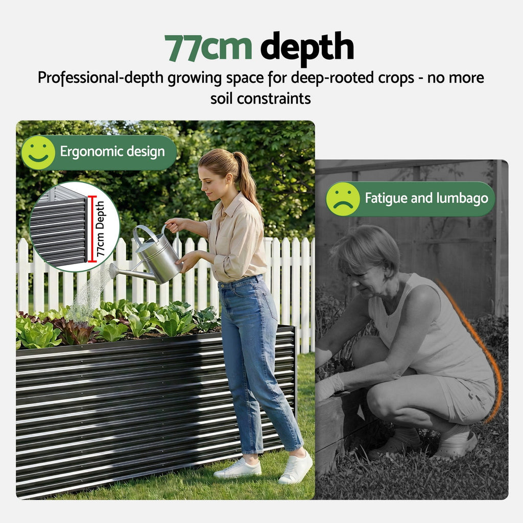Green Fingers Raised Garden Bed 320X80X77Cm Planter Box Container Galvanised