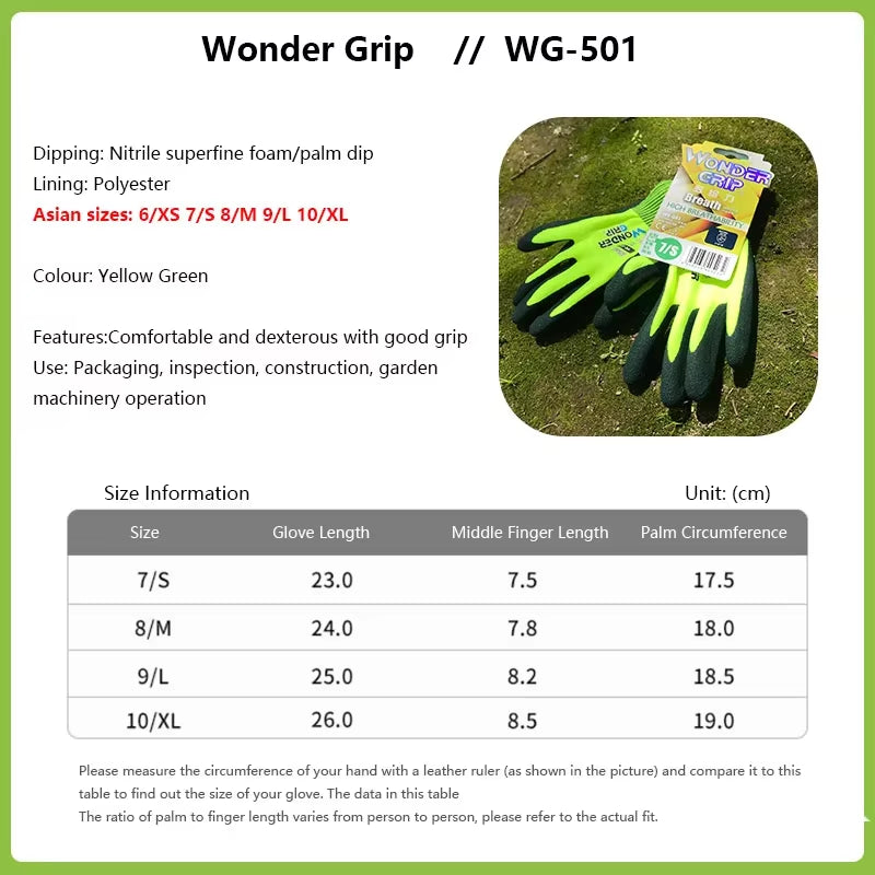 1 Pairs Gardening Gloves for Women & Men Nitrile Coated Garden Gloves Protect against Cuts and Dirt Breathable Stretchable Nylon