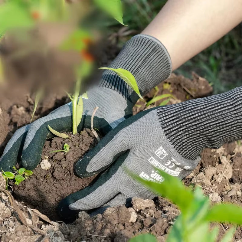 1 Pairs Gardening Gloves for Women & Men Nitrile Coated Garden Gloves Protect against Cuts and Dirt Breathable Stretchable Nylon