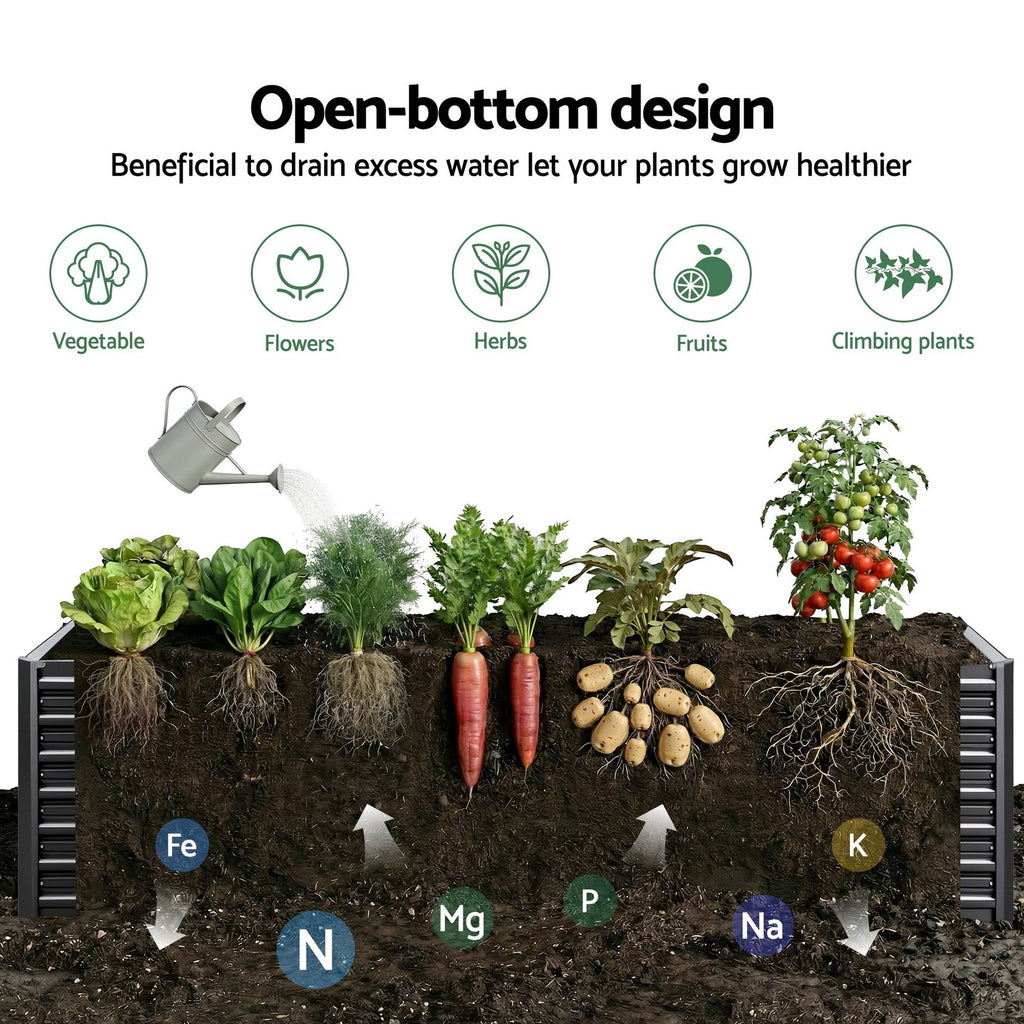 Green Fingers Raised Garden Bed 320X80X77Cm Planter Box Container Galvanised
