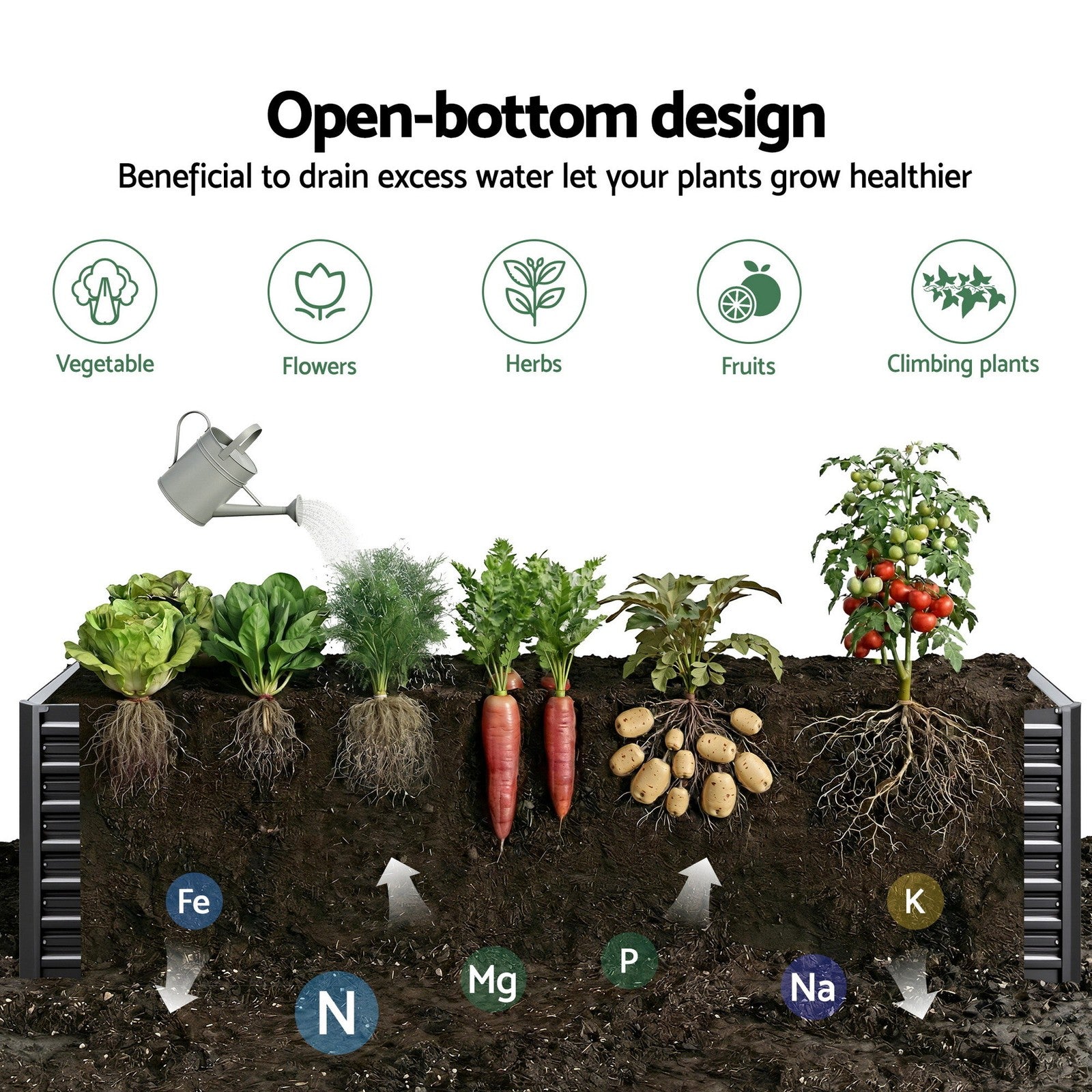 Green Fingers Raised Garden Bed 320X80X77Cm Planter Box Container Galvanised