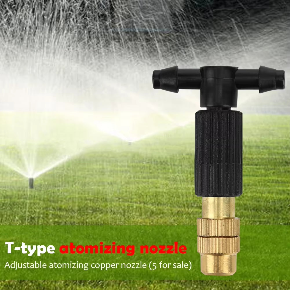 50-1Pcs 4/7PVC Outdoor Misting Cooling System Garden Irrigation Watering 1/4'' Brass Atomizer Adjustable Garden Micro Sprinklers