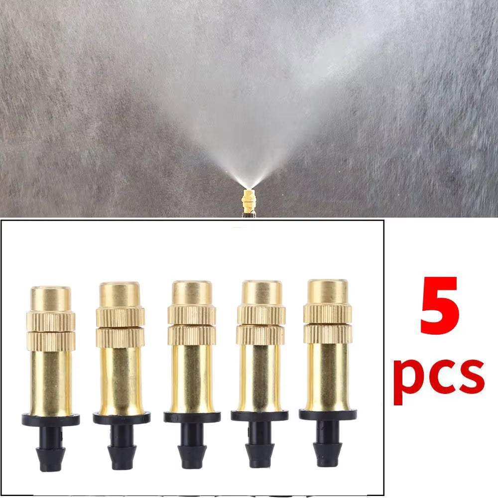 50-1Pcs 4/7PVC Outdoor Misting Cooling System Garden Irrigation Watering 1/4'' Brass Atomizer Adjustable Garden Micro Sprinklers