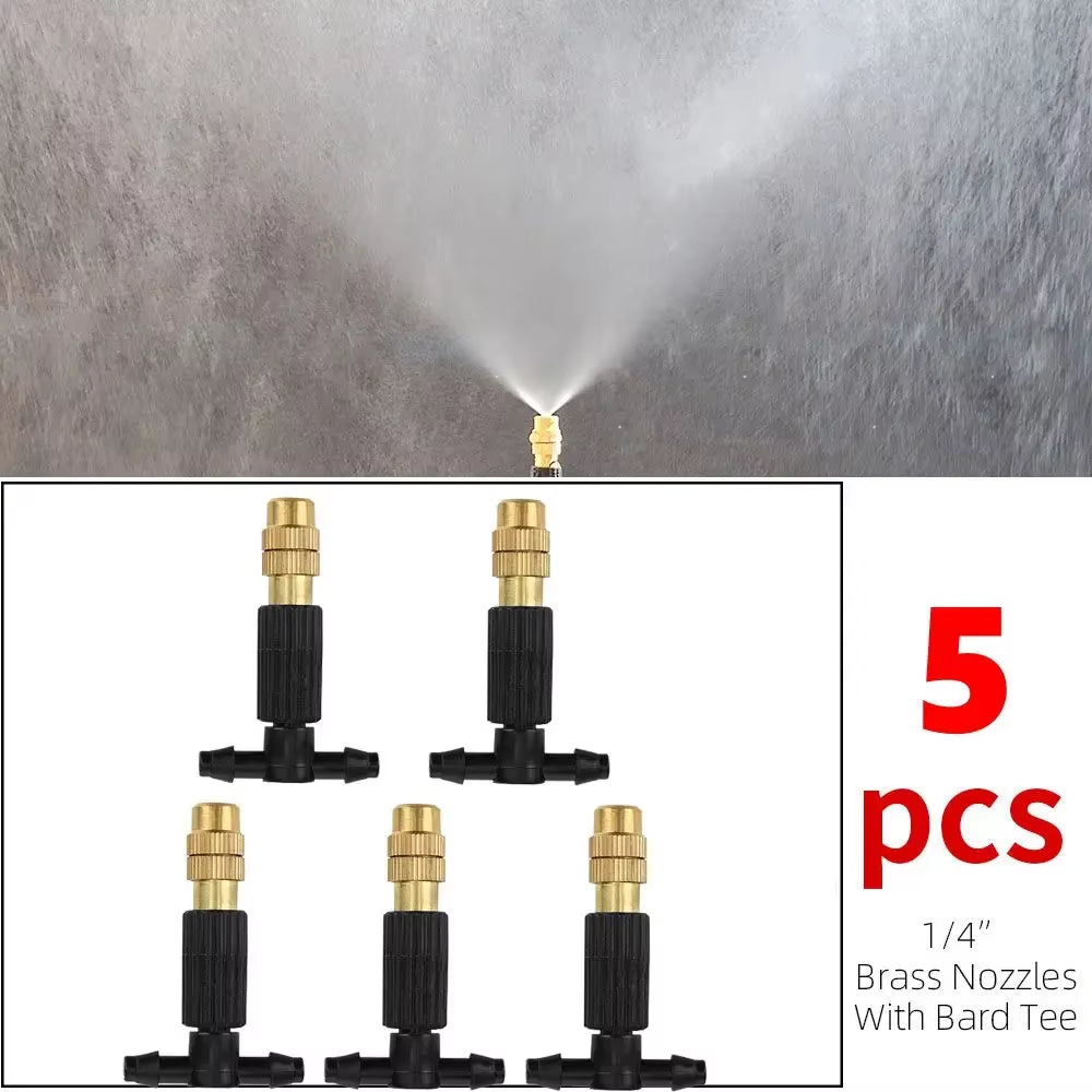 50-1Pcs 4/7PVC Outdoor Misting Cooling System Garden Irrigation Watering 1/4'' Brass Atomizer Adjustable Garden Micro Sprinklers