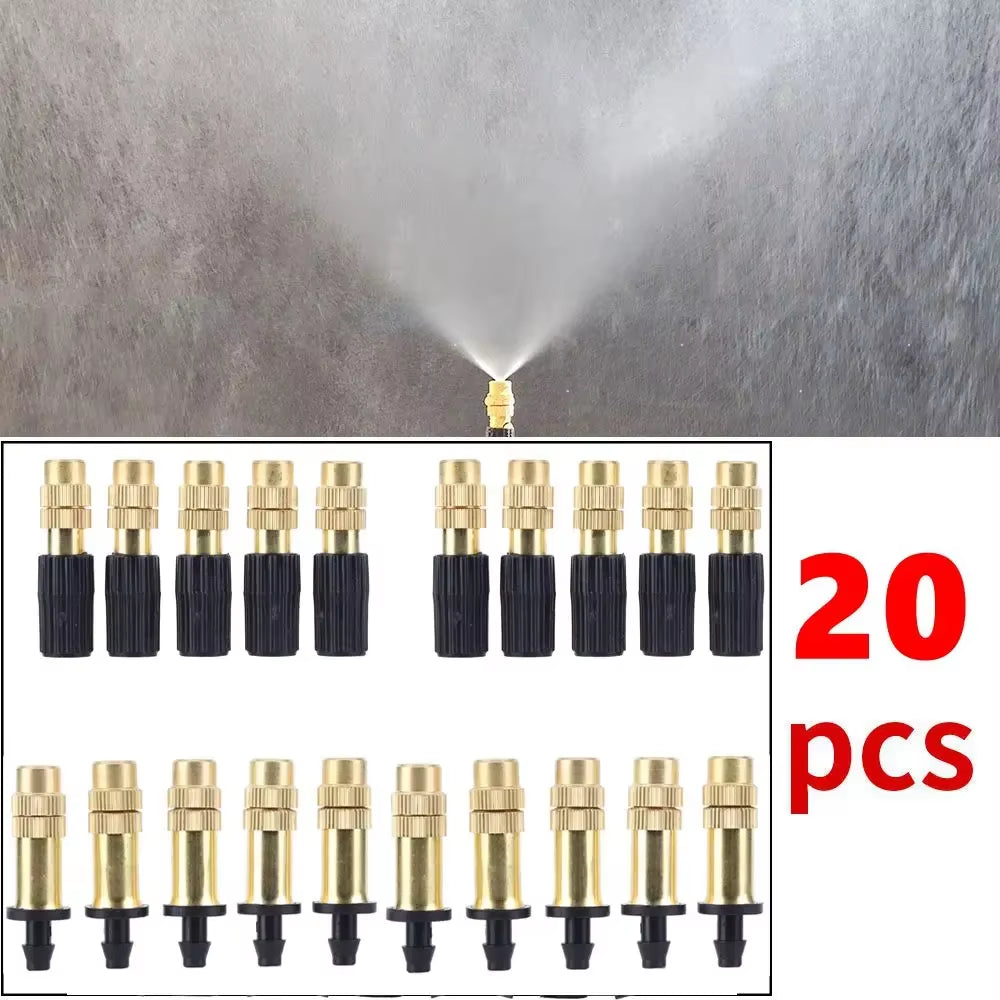 50-1Pcs 4/7PVC Outdoor Misting Cooling System Garden Irrigation Watering 1/4'' Brass Atomizer Adjustable Garden Micro Sprinklers