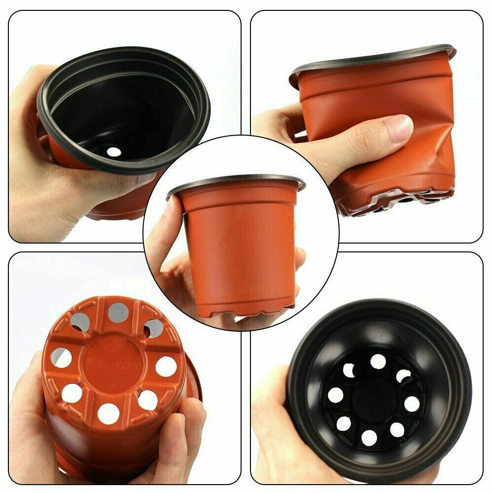 100 PCS 12Cm Plastic Plant Flower Pots Nursery Seedlings Container Flowerpot