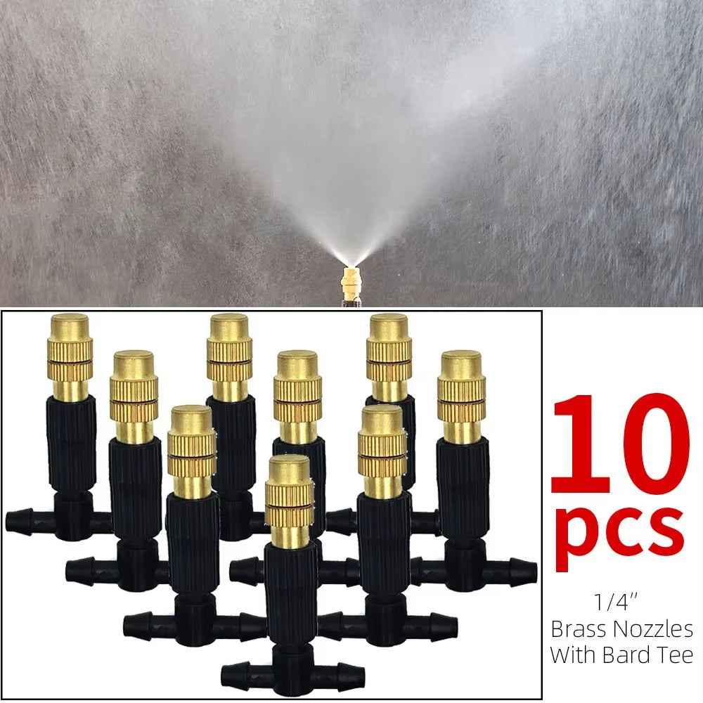 50-1Pcs 4/7PVC Outdoor Misting Cooling System Garden Irrigation Watering 1/4'' Brass Atomizer Adjustable Garden Micro Sprinklers