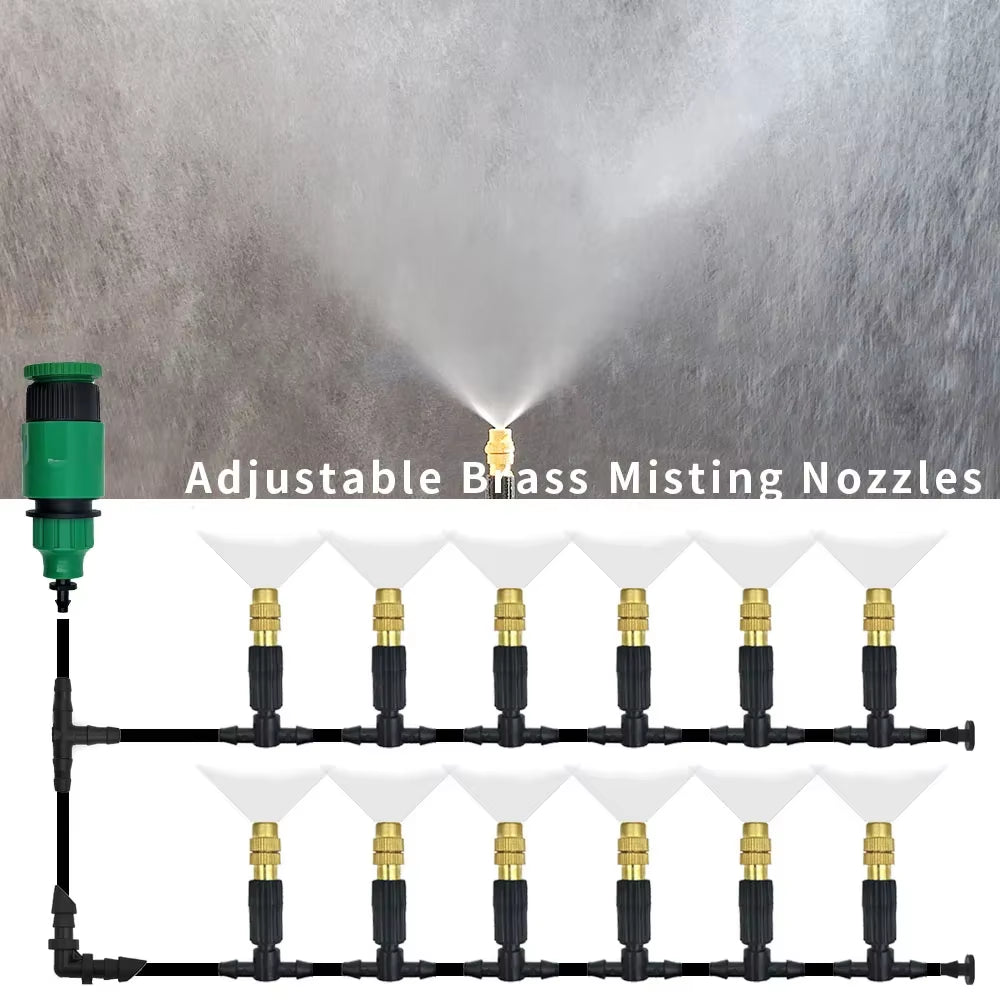 50-1Pcs 4/7PVC Outdoor Misting Cooling System Garden Irrigation Watering 1/4'' Brass Atomizer Adjustable Garden Micro Sprinklers