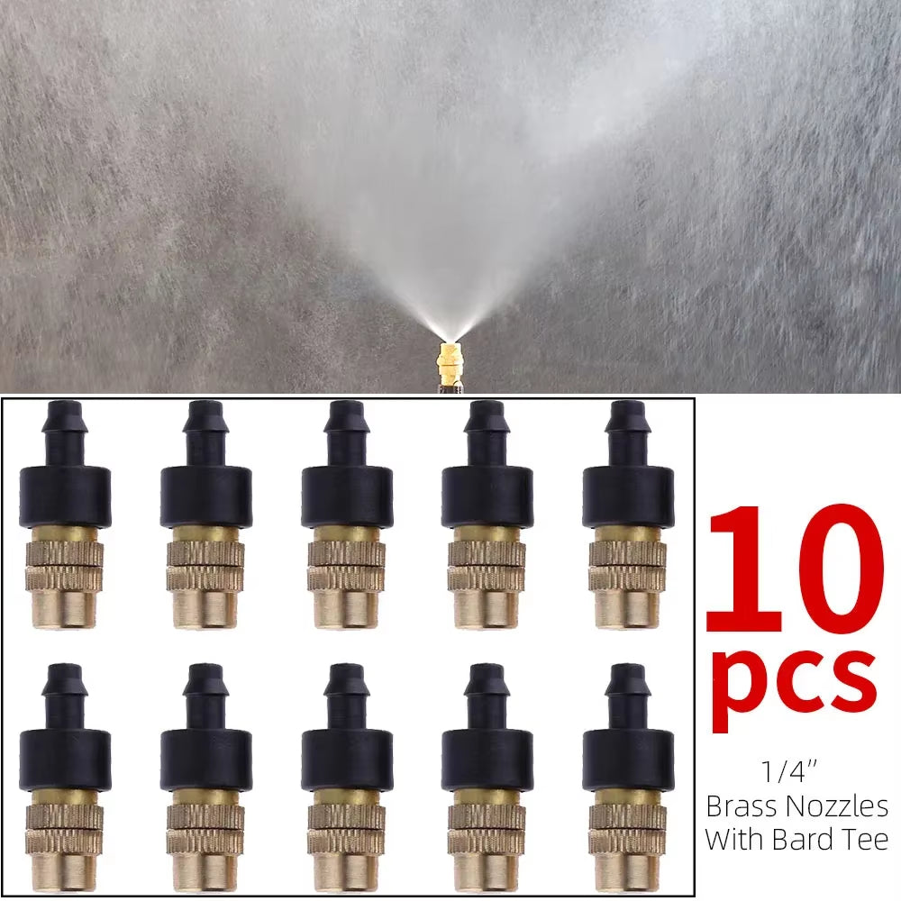 50-1Pcs 4/7PVC Outdoor Misting Cooling System Garden Irrigation Watering 1/4'' Brass Atomizer Adjustable Garden Micro Sprinklers